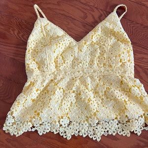 Abercrombie and Fitch lace peplum tank - Yellow - L